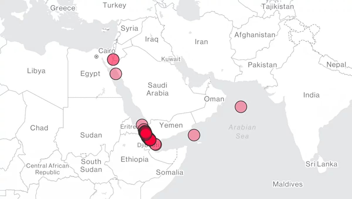 Infographic of attacks on ships in the Red Sea and the region in recent weeks. - DiFFreight